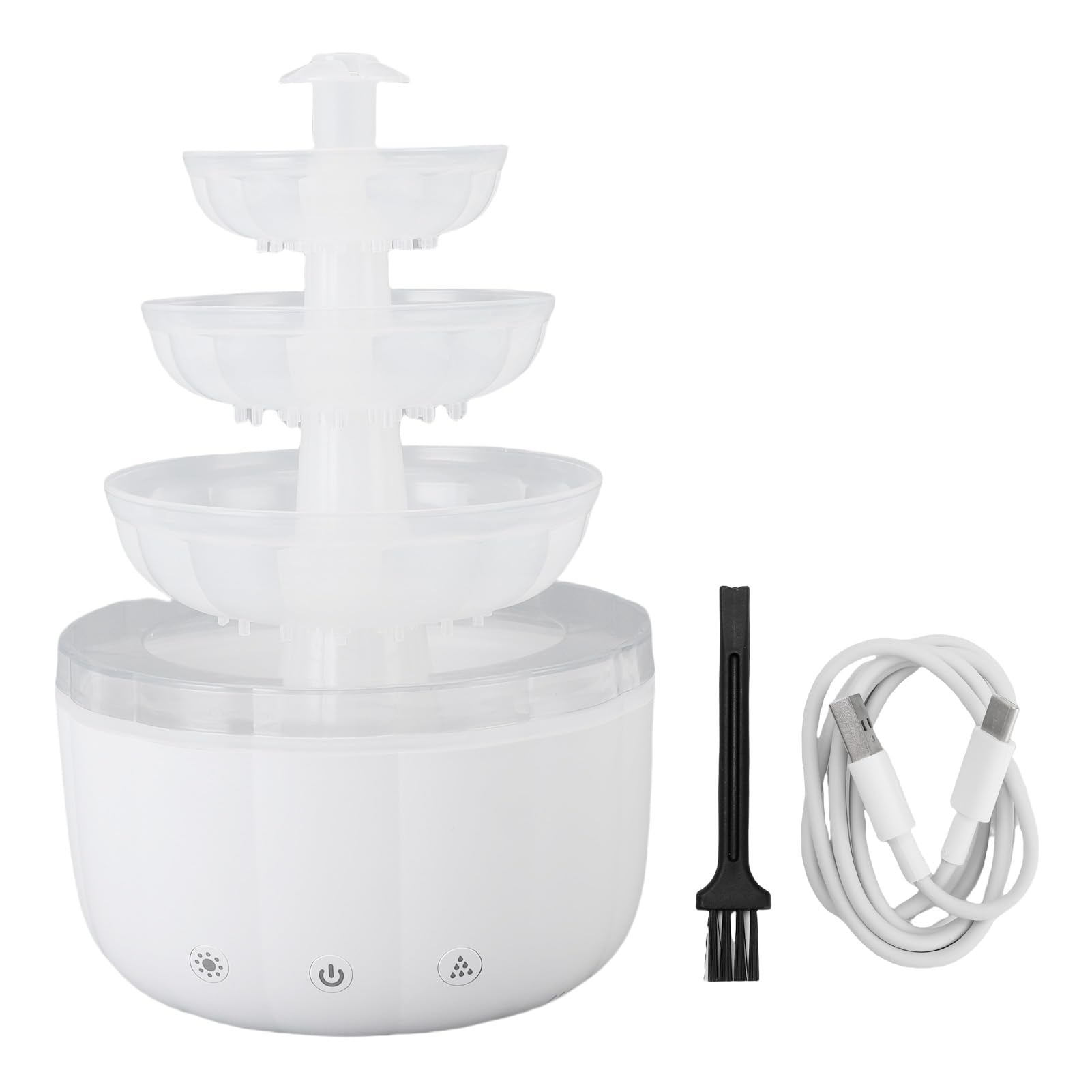 LiebeWH Difusor de Aceite Esencial de Fuente, Humidificador de Aire de Escritorio con Flujo de Agua PP, Niebla de Aromaterapia de 500 Ml, Luz Colorida, Apagado Automático Silencioso para Yoga en el