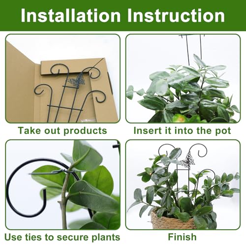 Image of Coomin Indoor Plant Trellis for Potted Plants with Buttrtflies, 14.5in 2p