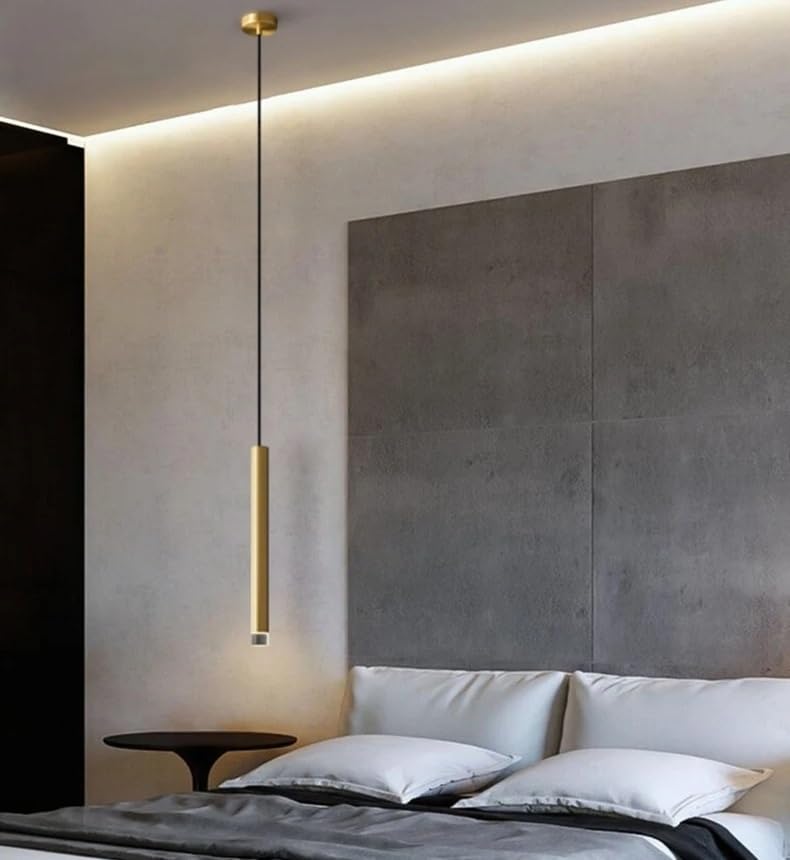 Suspension LED en cuivre haut de gamme au design cylindre moderne