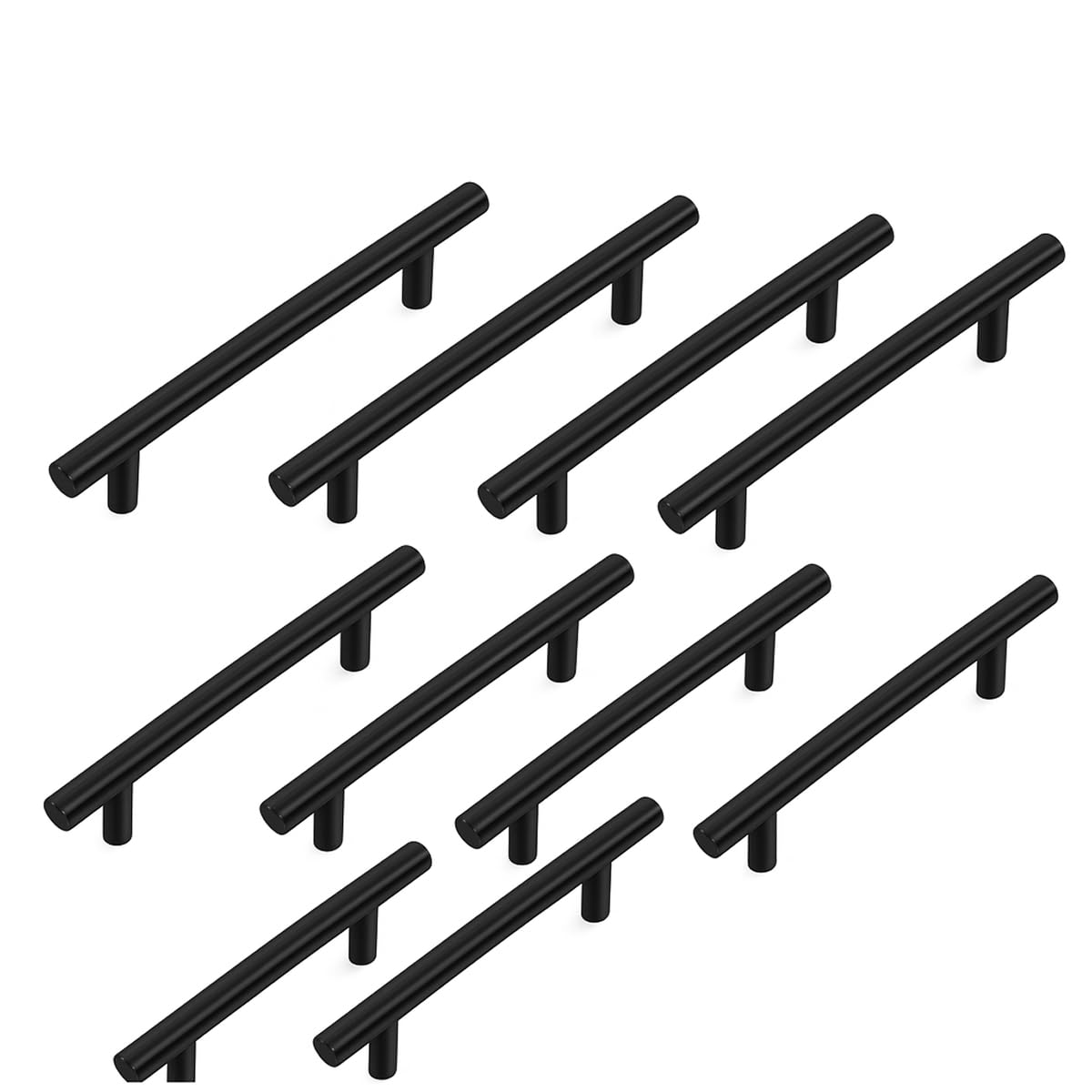 DOMIRA Premium Silver & Black Wardrobe Handles - 96mm, 128mm, 160mm | Modern Cabinet Door Handles for Kitchen, Bedroom, Bathroom, Cupboard, Drawers | Sleek Aluminum Alloy Design (10, Black, 96 MM)