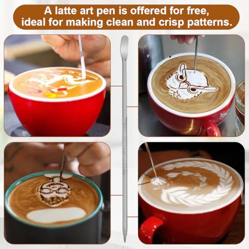 Image of Supvox 350ml /12Oz Milk Frothing Pitcher with Latte Art Pen, Steel Jug Coffee Frother Mug for Cappuccino, Stainless Steel Milk Frothing Pitcher and Decorating Pen, Coffee Accessories for Barista
