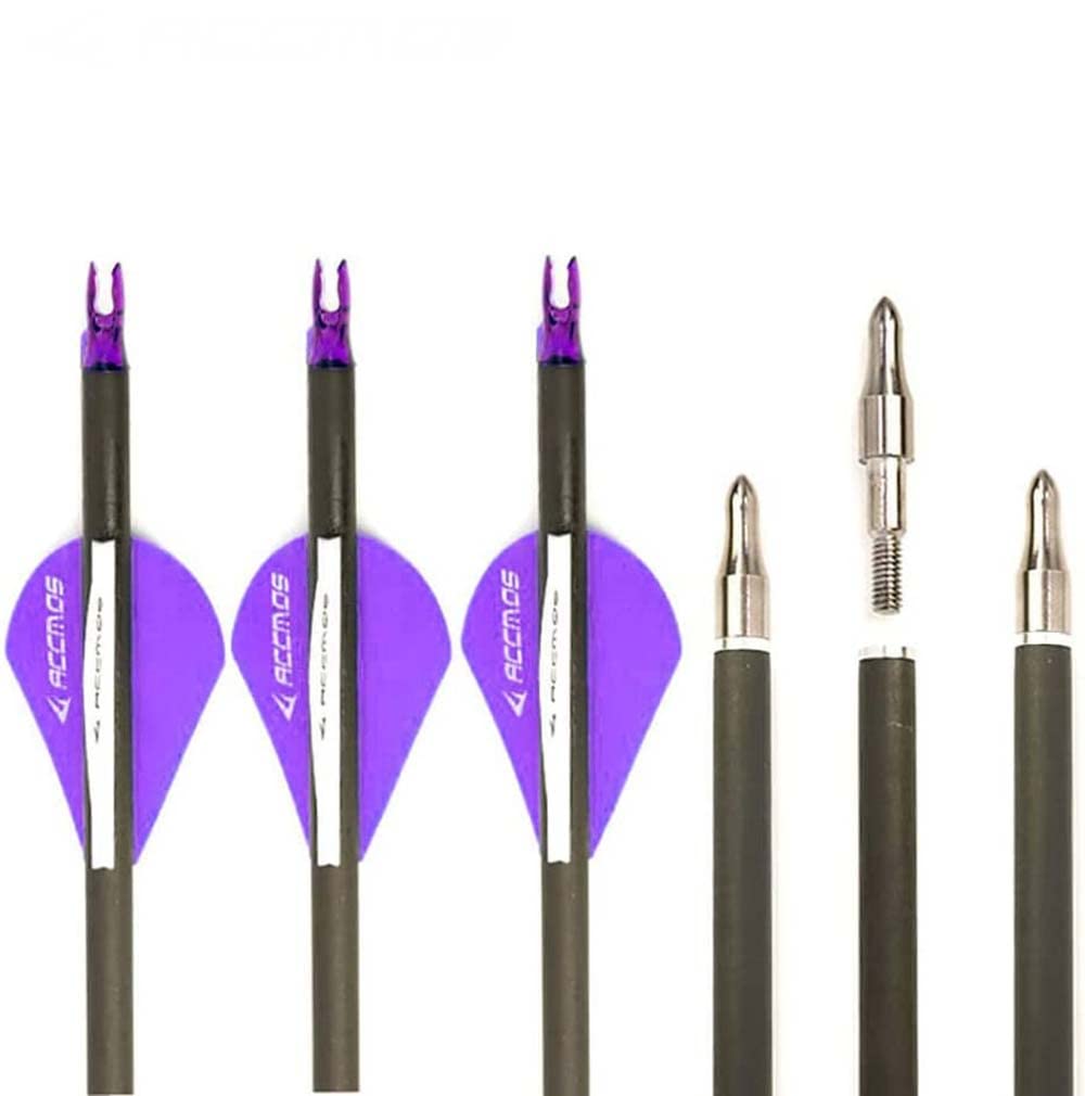 ACCMOS 12 Pcs Archery Arrow Spine 300 350 400 500 600 700 800 ID 6.2mm Hunting Arrows for Recurve Bow Compound Bow Shooting (29inch, Spine 800)