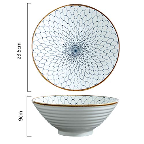 Cuenco grande de cerámica para ramen de 9 pulgadas, cuenco de sopa de fideos retro de 1500 ml para ramen, Udon, Soba, Pho, perfecto para fideos asiáticos, duradero y elegante esencial para comer.