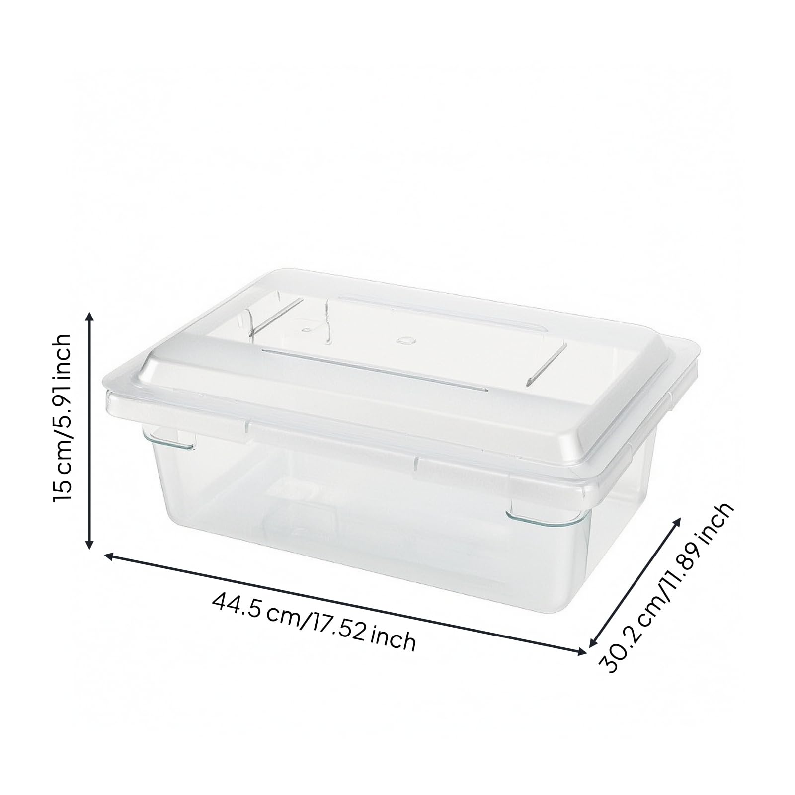 Contenitore Alimentare Trasparente Resistente Contenitore Impilabile con Coperchio Spesso Scatola di Plastica con, 44.5cm X 30.2cm X 15cm, Contenitore Rettangolare Piccolo Basso