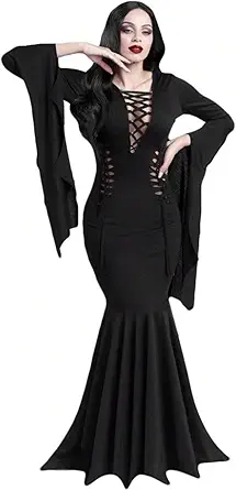 OIOLOYJM Morticia Addams Costume Women Renaissance Medieval Sexy Witch Vampire Gothic Halloween Costumes Woman 2025 Dresses