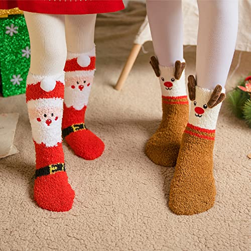 Gofriipai 5 Pairs Fuzzy Christmas Socks for Women Girls with Box, Stocking Stuffers, Cute Fun Soft Thick Cozy Fluffy Winter Warm Slipper Xmas Holiday Socks - image 7