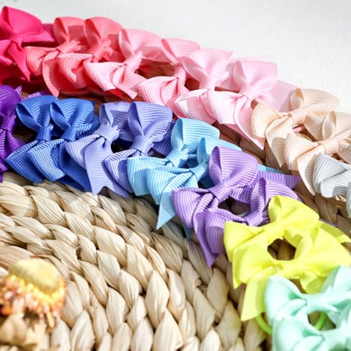 vobobe 40 Stück 5,1 cm Baby-Haargummis, Kleinkind-Haargummis mit Schleifen, elastische Pferdeschwanz-Halter, klein, für Babys, Mädchen, Kleinkinder (Baby-Haargummis A)