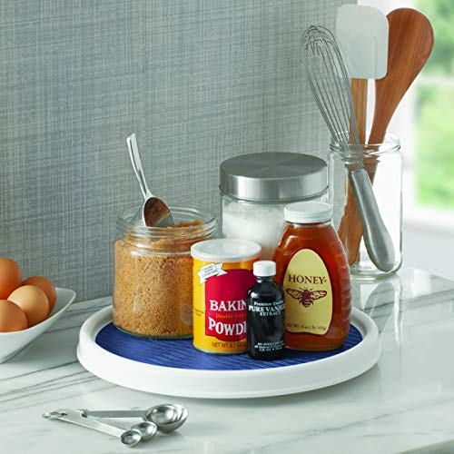 Copco Basics Non-Skid Pantry Cabinet Lazy Susan Turntable, 12-Inch, White/Blue #TOP3