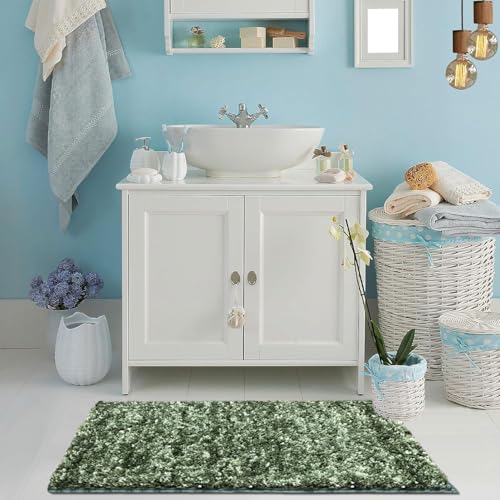 Image of Amazon Brand - Umi Hawai Microfiber Bath Mat Super Soft Non-Slip Washable Multipurpose Bathroom mat, Bedroom Doormat for Home -Green, (60x90 cm) Pack of 1
