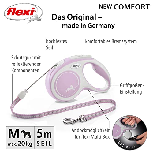 flexi Hundeleine, ausziehbar mit weichem Griff, 3 m / 5 m / 8 m / 8 m / 8 - 20 kg, small, rose