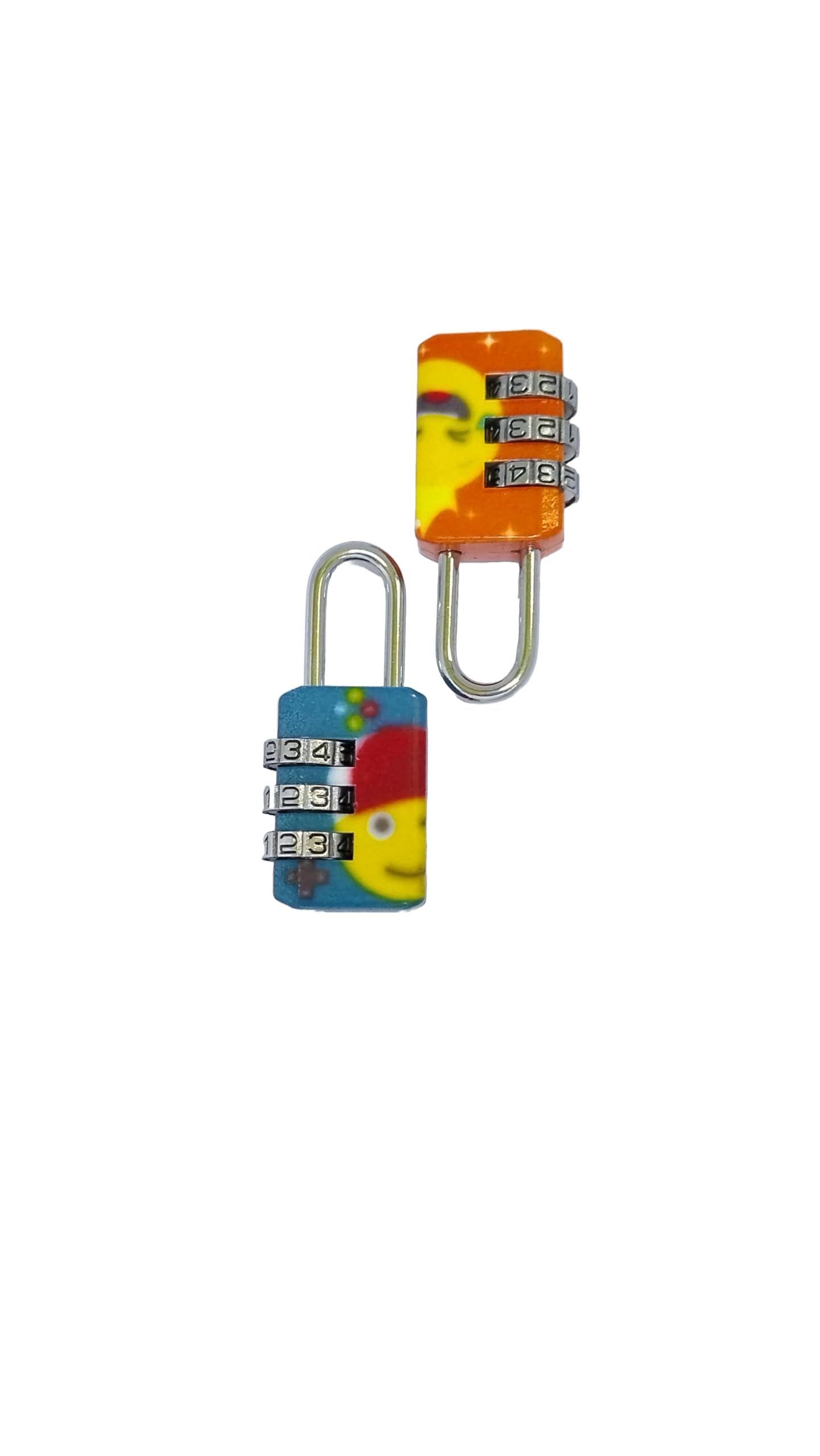 Colourful Combination Lock, 3 Digit Combination Padlock Code Lock For Backpack Suitcase Lock School Gym Locker Toolbox Storage, Sports Locker, Keyless Travel Long Shackle Combination Lock - Pack Of 2