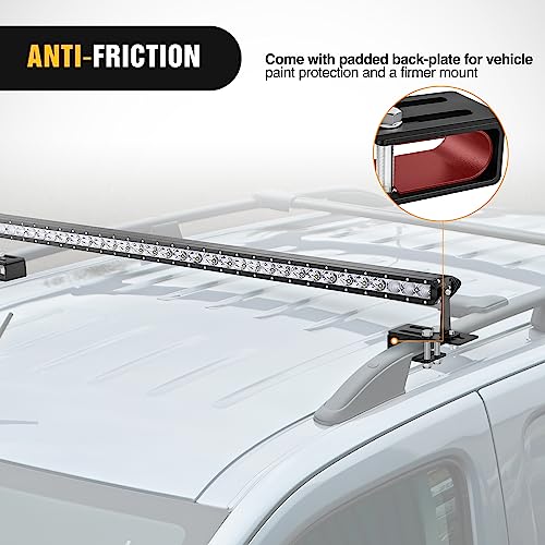 Image of Nilight LED Light Bar Mounting Bracket | Light Clip Bracket Non-Slip Design for Luggage Racks on SUVs, Off-Road Trucks and Other Vehicles Black