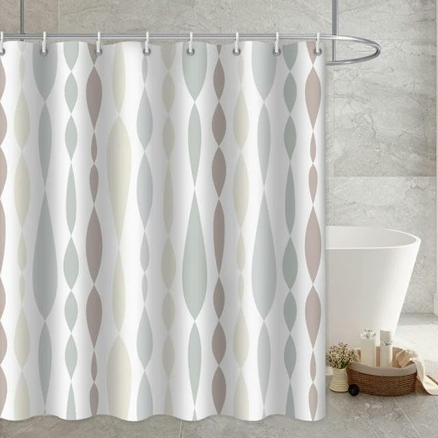 TEWAXBasics Simple Long Shower Curtain Liner Bathroom Waterproof Fabric Bath Bed Bath and Beyond Curtain Rail With Hooks