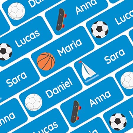 My Nametags® Award-Winning Name Stickers for Clothes & Items | 56 No-Iron, Washable Stick-On Tags for Babies, Kids & Adults | Sports Stickers (Blue)
