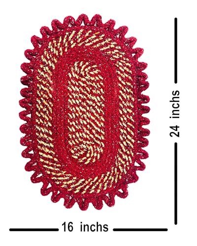 Image of Cotton Doormat for Home |Handmade Cotton Doormat | Quick Dry, Washable Door Mat for Home, Bathroom & Bedroom (Red-Blue)
