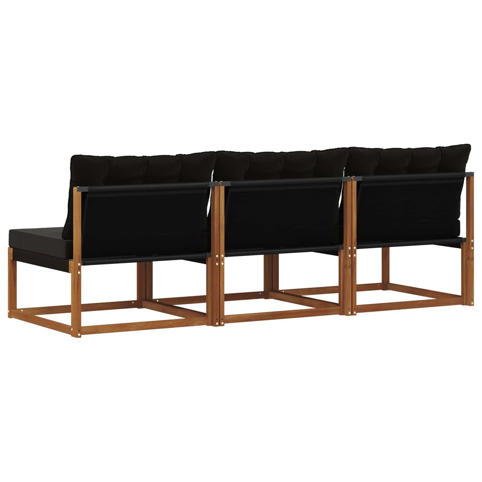 Set di 3 divani centrali per esterni, in legno massello di acacia naturale, set di mobili da giardino, per terrazza, balcone