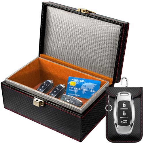 OMKHE Faraday Box for Car Keys RFID Signal Blocker Key Fob Protector Anti-Theft Keyless Entry Protector with Faraday Pouch