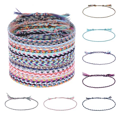 30Pcs Friendship Bracelets, Handmade Braided Bracelet for Women Men Woven Wrap Friendship Bracelets Adjustable Colorful String Bracelet Perfect for Matching Accessory for Adults