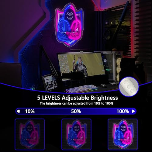 Image of Hacker Gamer Neon Sign - Hacker LED Light Wall Decor for Bedroom Man Cave Ideal Hacker Decor for Game Room Gift for Game Fans