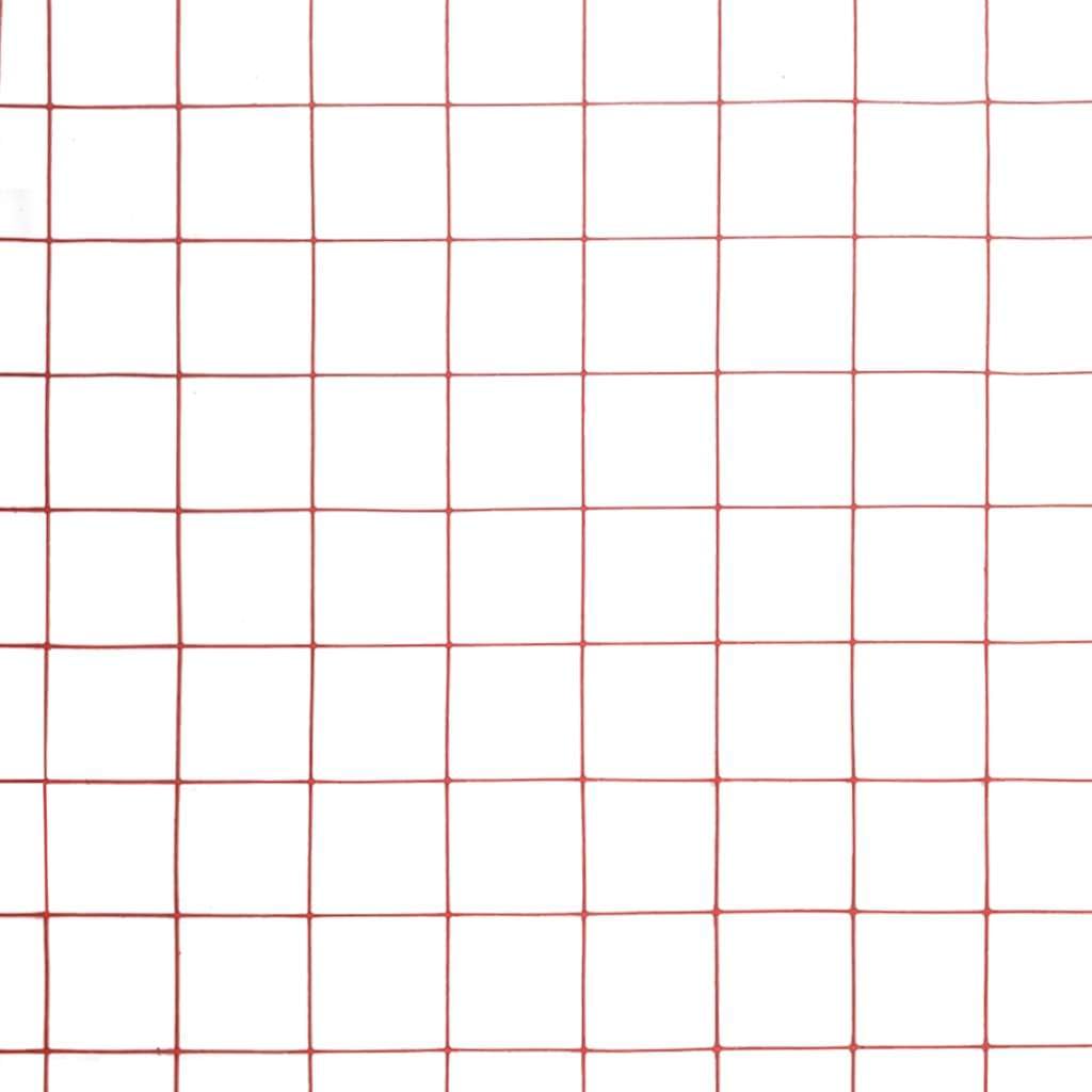 Ogrodzenie druciane ze stali z powłoką PCW 25 x 1 m, czerwone, 19 x 19 mm, wytrzymała siatka druciana do wolier, roślin, hodowli drobiu, odporna na warunki atmosferyczne
