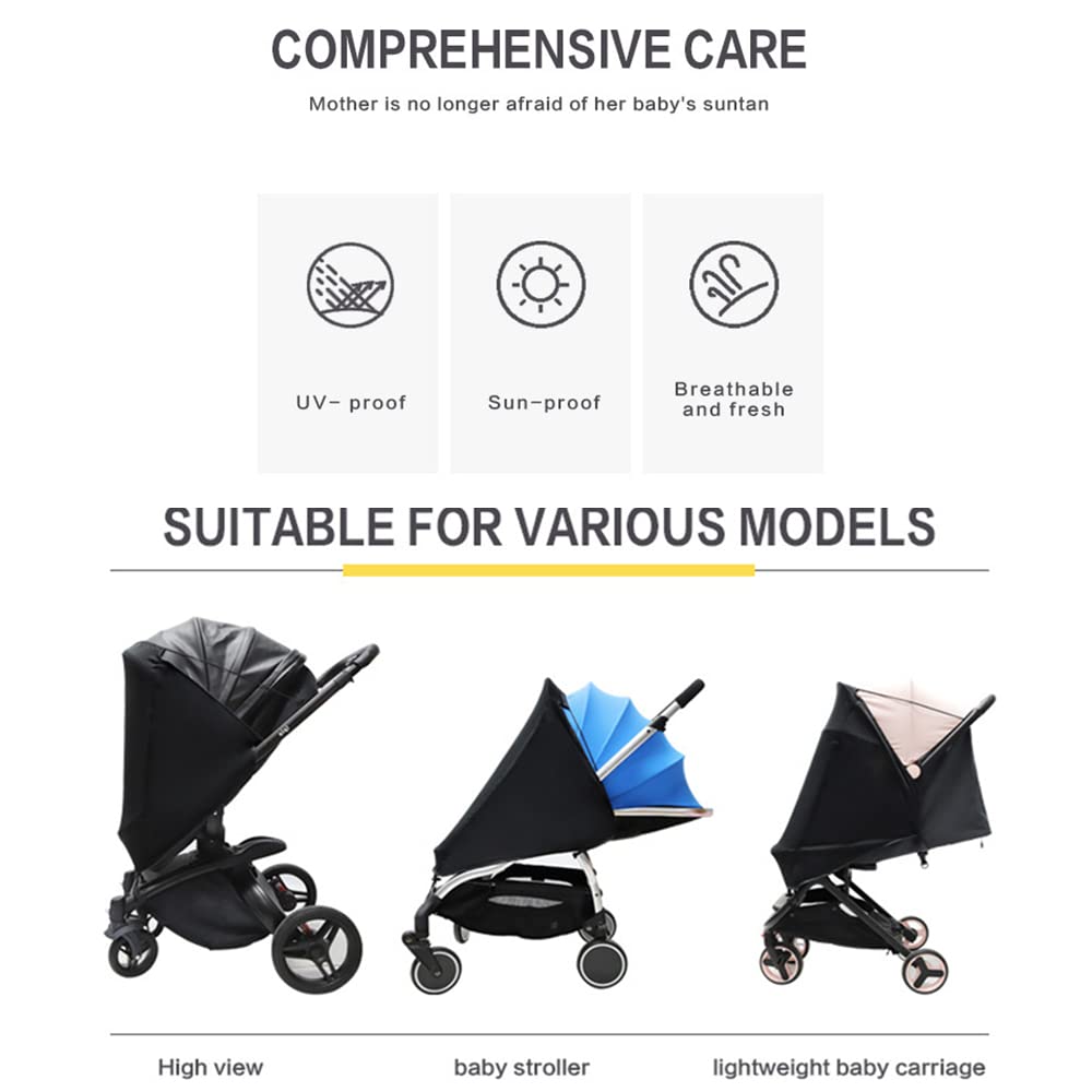 Pare-Soleil Poussette Universel UPF50+ – Housse Anti-UV Imperméable, Coupe-Vent, Pliable Pour Landau & Siège Auto