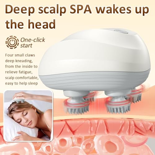 Image of Rechargeable Electric Head Scalp Massager 96 Silicon Kneading Points with Detachable Heads Scalp Body & Head Massager 4 Speed Modes,Therapy Deep Clean and Stress Relax Massager for Hair Growth