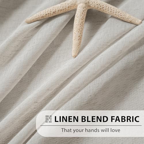 Image of FMFUNCTEX Linen Sheer Curtains for Bedroom, Grey Curtains 84 inches Long for Living Room, Gray Farmhouse French Flax Blend Window Draperies, Rod Pocket 2 Panels Set