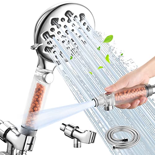 Funtopia Gefilterter Duschkopf mit Handheld, 9 Einstellungen, Hochdruckfilter, Duschkopf, wassersparend, Edelstahlschlauch und Halterung, Hochdruckreinigung zum Reinigen von Badewanne und Fliesen Cover