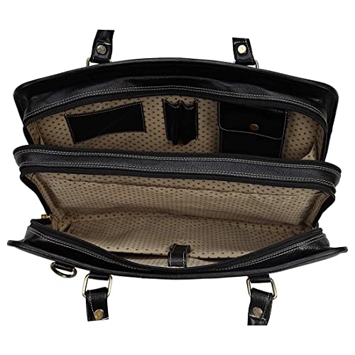 Image of HYATT Leather Accessories 16 Inch Full Grain Natural Leather Laptop Messenger & Shoulder Bags For Men 24 Litres Capacity Upto16 inch Laptop Compartment Dimension-L-16 X H-12 X W-4 Inch Weight-1 KG