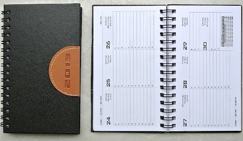 Kalender na-und Taschenkalender 90x145mm Spirale 2S 1W brown