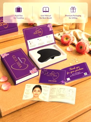 Image of 100% Natural Bian Stone Gua Sha Tool for Face & Body Massage, Facial Sculpting, Lymphatic Drainage, Reduce Puffiness, Jawline Tightening, Comes in Premium Rigid Gift Box