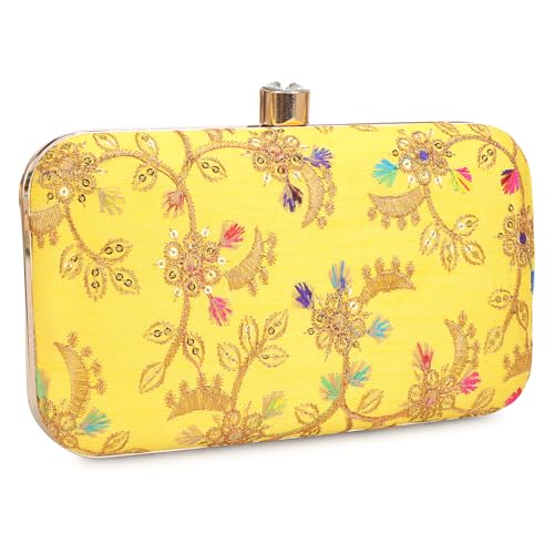 Image of LONGING TO BUY Hand Crafted Designer Box Clutch - Zari Embroidery For Women