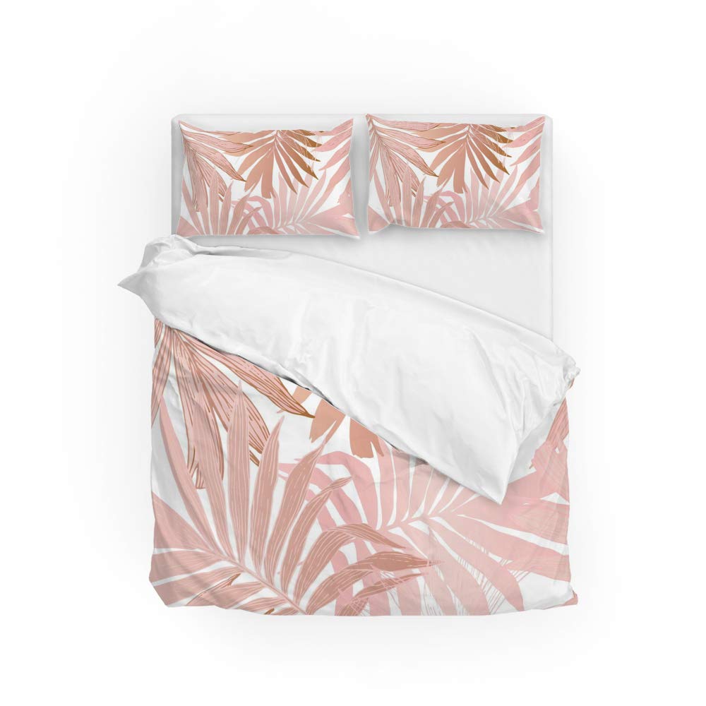 Housse de couette palmier rose et or pour créer une ambiance boudoir tropical