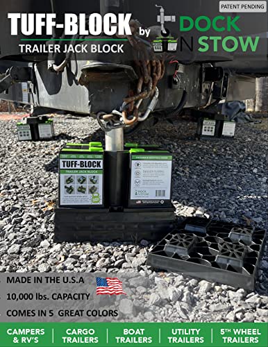 Tuff-Block By Dock N Stow W/ 4 Xl Pads Combo – Rv Leveling Blocks For Camper, Tongue Jack Stands For Stabilizer Scissor Jacks – Block Stacks On Pads For Added Height – Level Your Trailer (Black) #TOP4