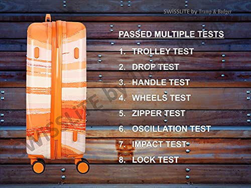 Image of Tramp & Badger Swisslite 20-Inch Hard Sided Printed Polycarbonate Cabin Luggage Trolley Bag (Color - Orange)