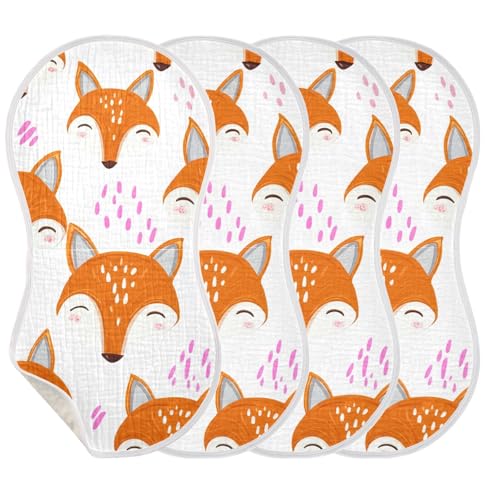 2 Pack Baby Burp Cloths, Soft Absorbent Burping Cloths for Babies, Cotton Milk Spit Up Rags, Large Size for Newborns, Baby Boys and Girls (Fox Faces Pattern)3