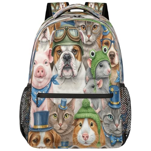 Mochila escolar de viaje para hombres y mujeres con diseño de animales y capacidad de 15.6 pulgadas