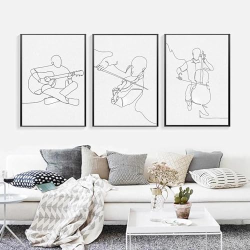 Toile piano et violon design minimaliste | Cadre de vie musical et moderne