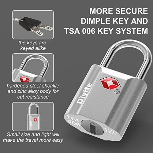 TSA-Luggage-Locks-with-Keys-2-Pack-Diyife-Security-Suitcase-Padlocks-with-Keys-Heavy-Duty-Zinc-Alloy-Travel-Lock-Small-Suitcase-Locks-with-4-Keys-for-Luggage-Travel-Suitcase-Bag-Case-Silver