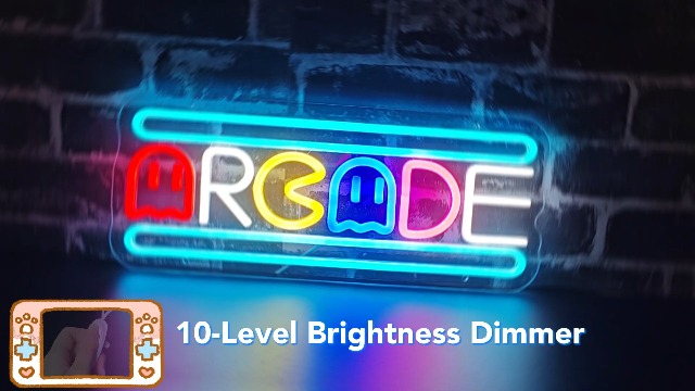 Arcade Neon Light Sign LED USB Powered Dimmable, Retro Ghost