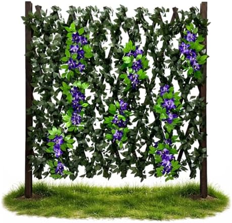 86 York Expandable Wooden Privacy Fence with Artificial Flowers &...