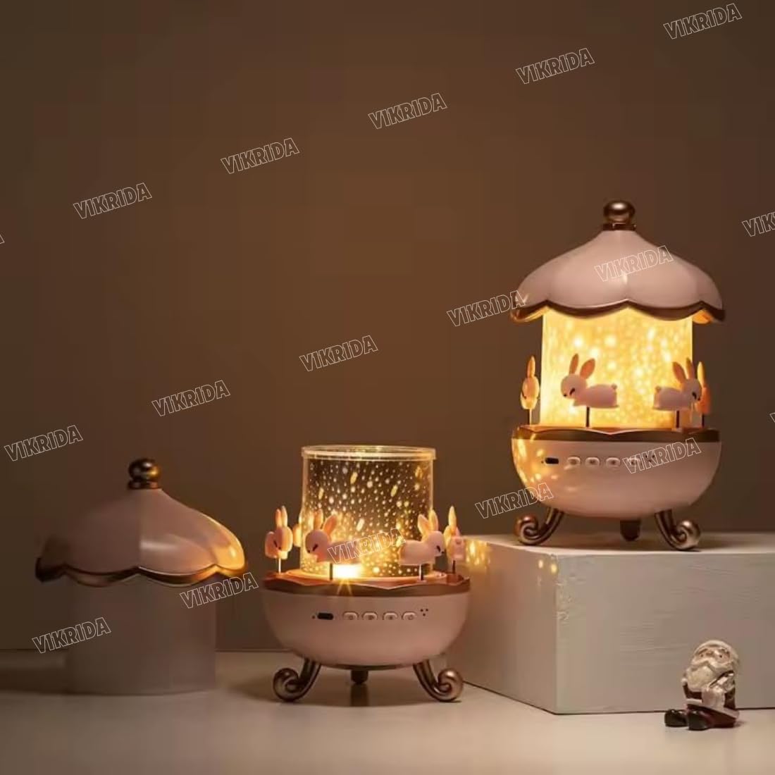 VikriDA Night Light Rabbit Sky Projector for Kids – 360° Rotating Lamp with 6 Films, 5 Colours and 1200mAh Rechargeable Battery - Image 2 thumbnail