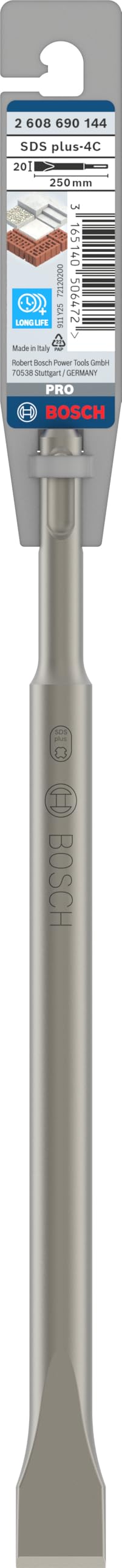 Bosch Professional 1x Scalpello piatto SDS plus (per Calcestruzzo, Blocco in calcestruzzo, 250 x 20 mm, Accessorio Martello Perforatore)