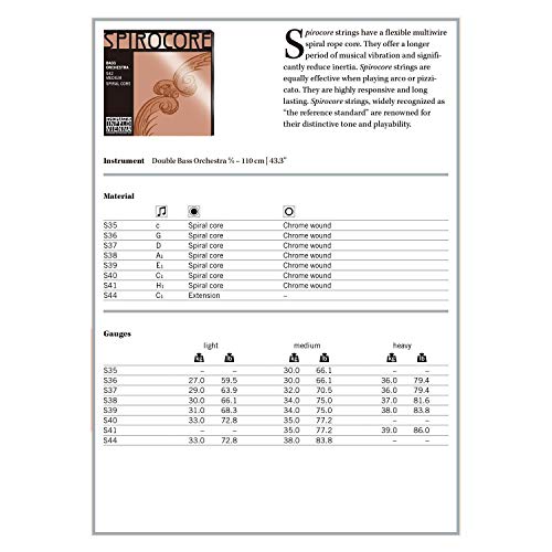 image for Thomastik-Infeld Spirocore 3/4 Upright Double Bass String Set - Medium
