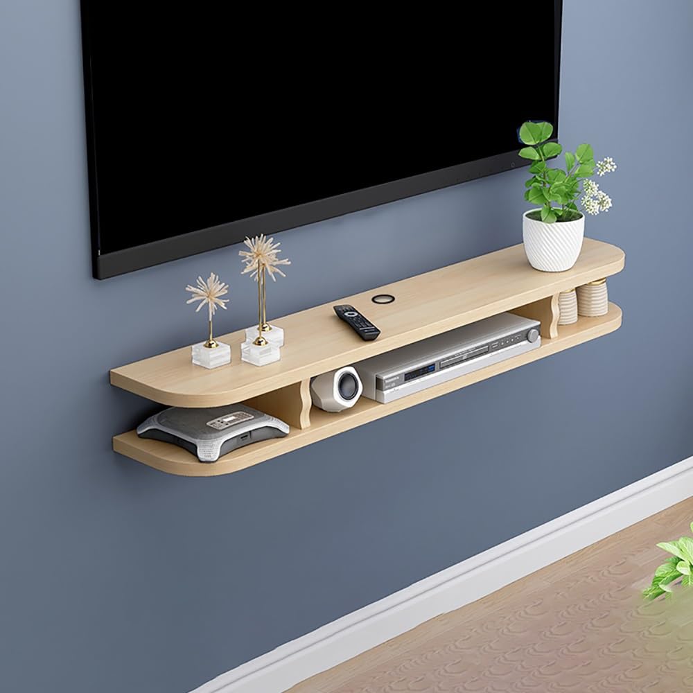 ZBZFGE Soporte Flotante para TV montado en la Pared, Mueble con Estante para Consola Multimedia, Elegante Unidad de Almacenamiento de Madera para Sala de Estar y Dormitorio, Space-Sing, fácil