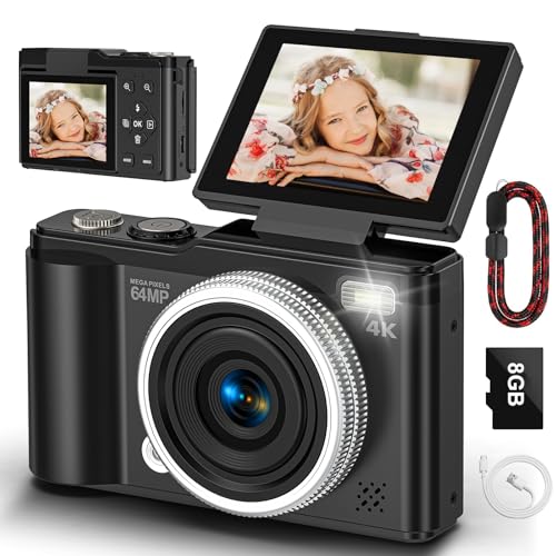 Fotocamera digitale, fotocamera digitale compatta 4K 64MP con autofocus e