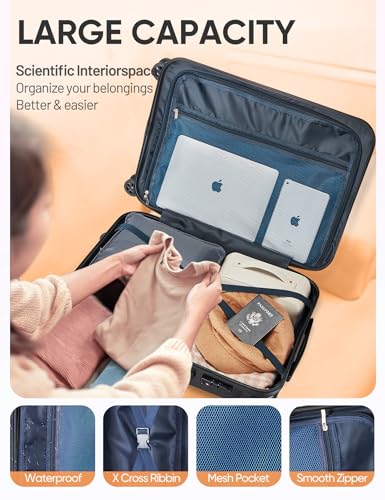 Image of Carry on Luggage - Airline Approved Suitcases with Spinner Wheels, Built-In TSA Lock,Hard Shell Expandable Suitcases