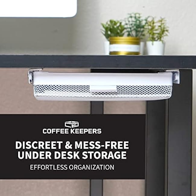 Anything Keeper - Organizer for Home, Kitchen, Bathroom, RV, Small Spaces - Storage Organizers - Compact Metal Basket - Under Cabinet Holder - Easy Install - Holds Strong - 11 x 10 x 2in - White