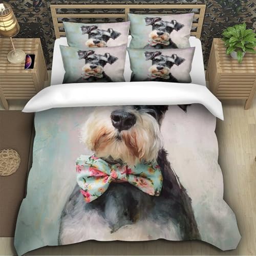 Parure de lit 135x200cm Schnauzer housse de couette imprimée microfibre - 5