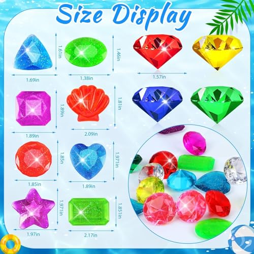 Image of 30 Pcs Large Diving Gems Pool Toys Pirate Treasure for Boy Girls | Colorful Acrylic Diamond, Pool Gems, Fake Gemstones, Summer Underwater Toys, Swimming Training Gifts, Water Pool Play Games